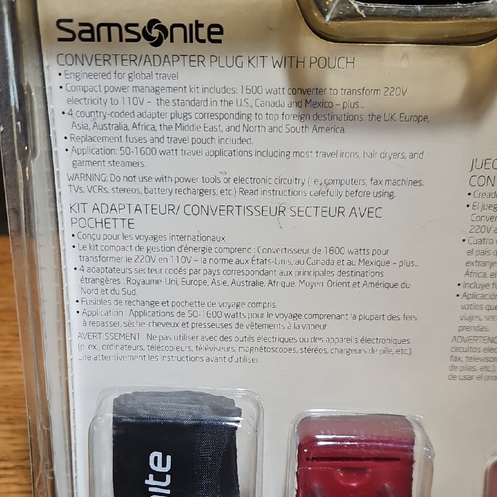 Samsonite Travel Converter/Adapter Plug Kit - Picture 3 of 3